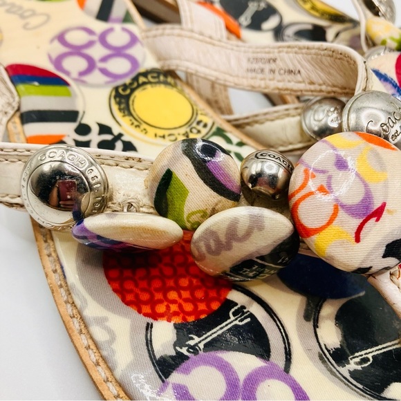 Vintage 90’s Y2K Coach Dyan Poppy Charm mulit pattern sandals beach womens 6.5 - Picture 3 of 8